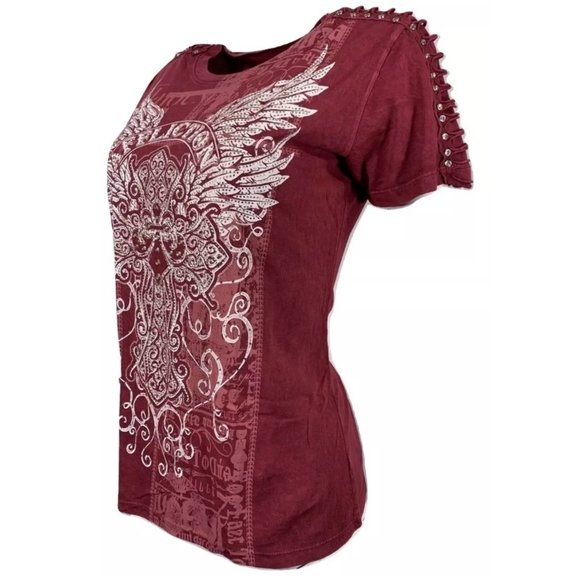 AFFLICTION Women's T-Shirt S/S DISTANT ANGEL Tee - Picture 3 of 12